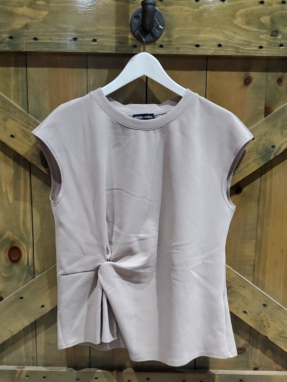 Twist Front Sleeveless Top in Light Taupe